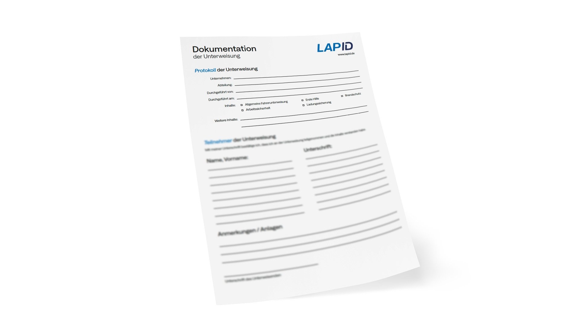 Dokumentation von Unterweisungen